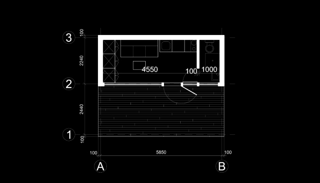 Eco house project. Plan of the mini-house  Totan Kuzembaev architectural studio