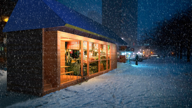 Eco house project. A cafeteria or a cafe � Totan Kuzembaev architectural studio