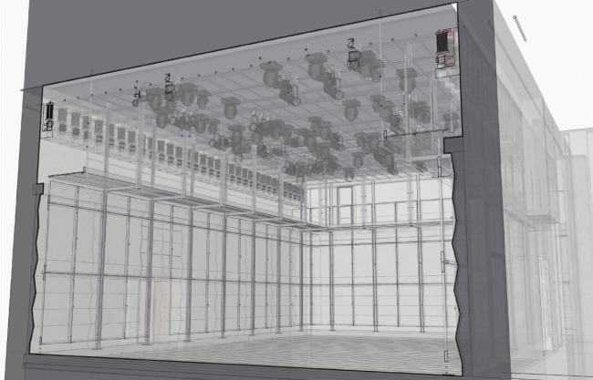 Основной зал. Проект. Перспектива и разрез. «Электротеатр Станиславский». 2014 © Wowhaus