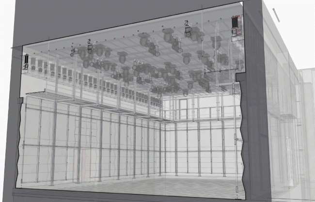 Main hall. Project. Perspective and section view. "Electrotheater Stanislavsky". 2014 � Wowhaus