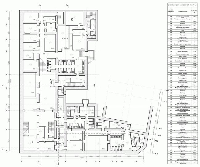 Building 1, plan of the basement floor. "Electrotheater Stanislavsky". 2014  Wowhaus