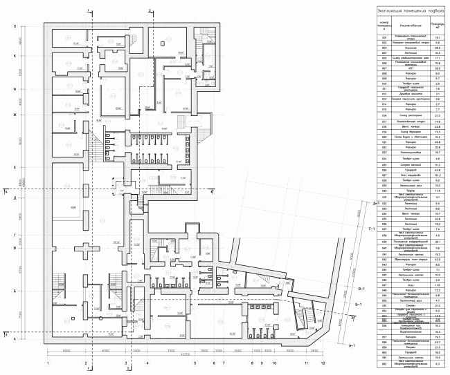Building 1, plan of the basement floor. "Electrotheater Stanislavsky". 2014 � Wowhaus