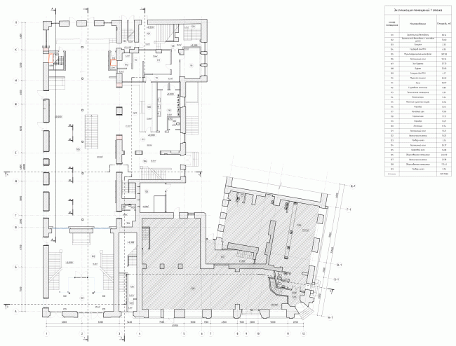 Building 1, plan of the 1st floor. "Electrotheater Stanislavsky". 2014 � Wowhaus