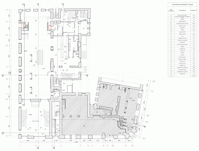 Building 1, plan of the 1st floor. "Electrotheater Stanislavsky". 2014  Wowhaus