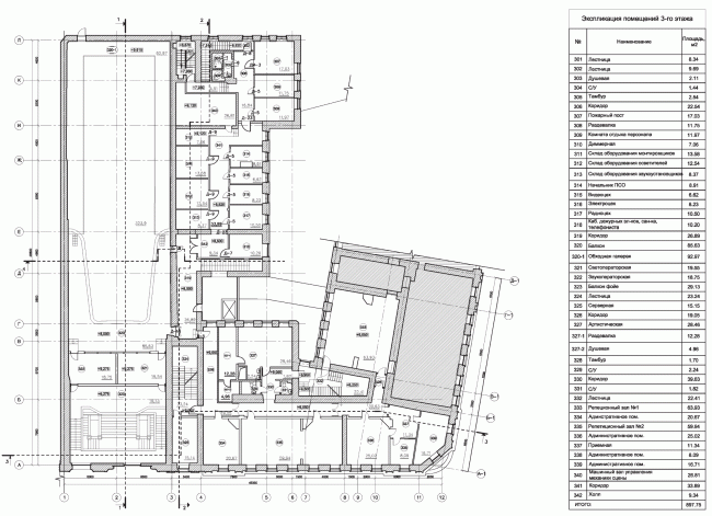 Building 1, plan of the 3rd floor. "Electrotheater Stanislavsky". 2014  Wowhaus