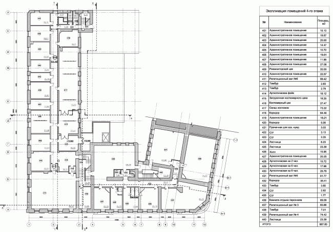 Building 1, plan of the 4th floor. "Electrotheater Stanislavsky". 2014  Wowhaus