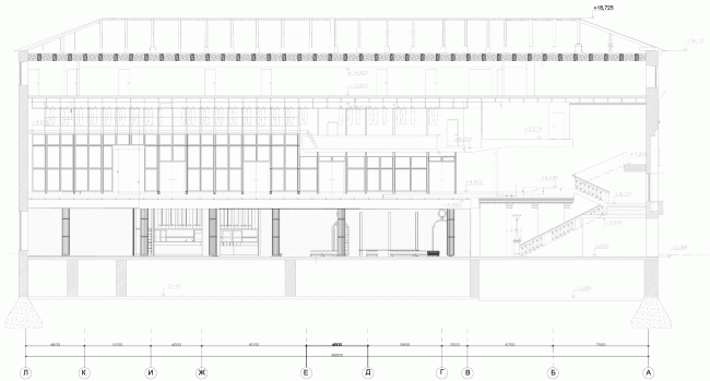 Building 1, section view. "Electrotheater Stanislavsky". 2014  Wowhaus