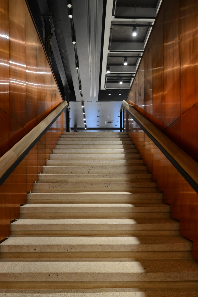 Stairway leading from the cloakroom to the foyer. "Electrotheater Stanislavsky". Photo  Ilia Ivanov, 2014