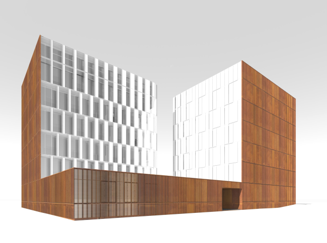 East facade. The blinds are closed  Sergey Skuratov ARCHITECTS