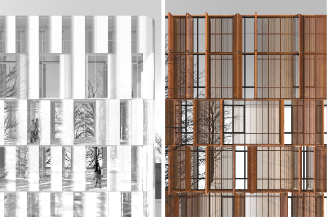 Fragments of the opened facades © Sergey Skuratov ARCHITECTS