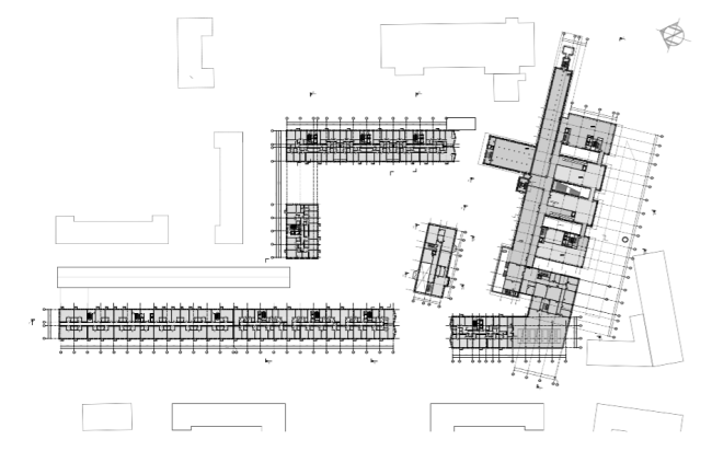 Проект многофункционального жилого комплекса на Павелецкой набережной. План 3 этажа © Архитектурное бюро Сергея Скуратова
