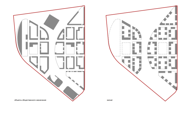 Project of building Kazan's "Sedmoye Nebo" ("Seventh Heaven") residential district. Functional layout  Sergey Skuratov Architects