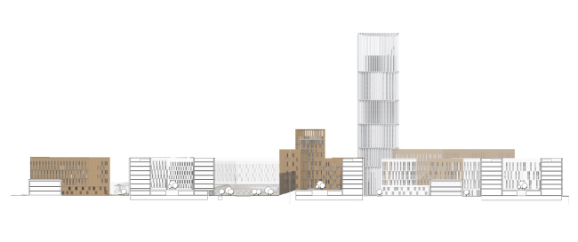 Project of building Kazan's "Sedmoye Nebo" ("Seventh Heaven") residential district. Section view � Sergey Skuratov Architects