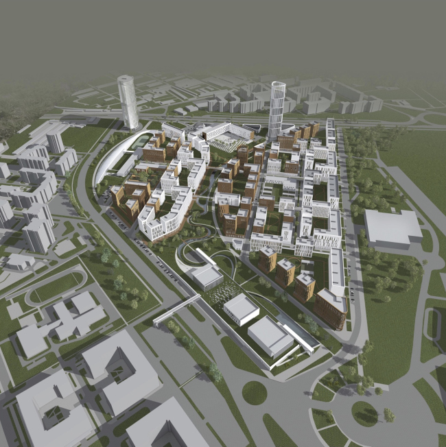 Project of building Kazan's "Sedmoye Nebo" ("Seventh Heaven") residential district. Bird's height view � Sergey Skuratov Architects