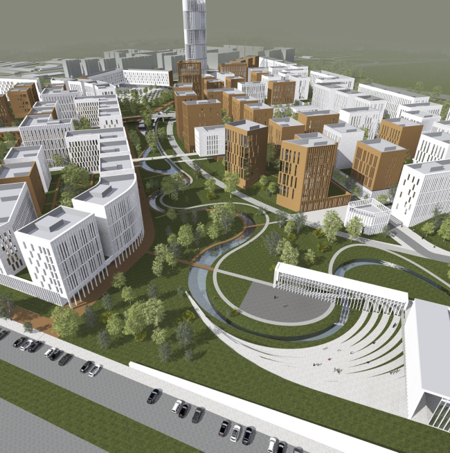 Project of building Kazan's "Sedmoye Nebo" ("Seventh Heaven") residential district. Bird' height view � Sergey Skuratov Architects