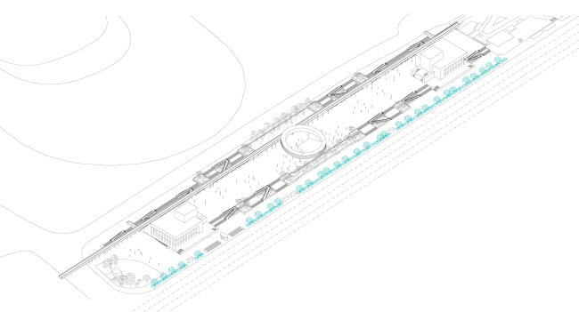 Overview with the bicycle station. Concept of "Dinamo" Boulevard. Author: Daria Gerasimova