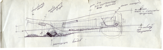 Sketch of new zoning of the boulevard. Concept of "Dinamo" Boulevard. Author: Anton Timofeev