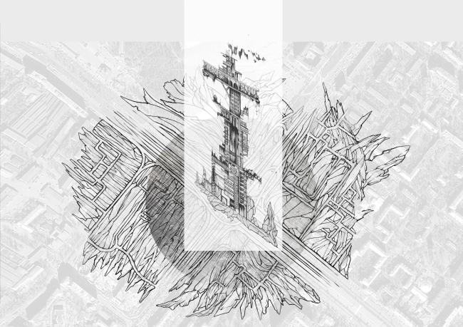 Sketches of the Dinamo Tower. Concept of "Dinamo" Boulevard. Author: Daria Zaitseva