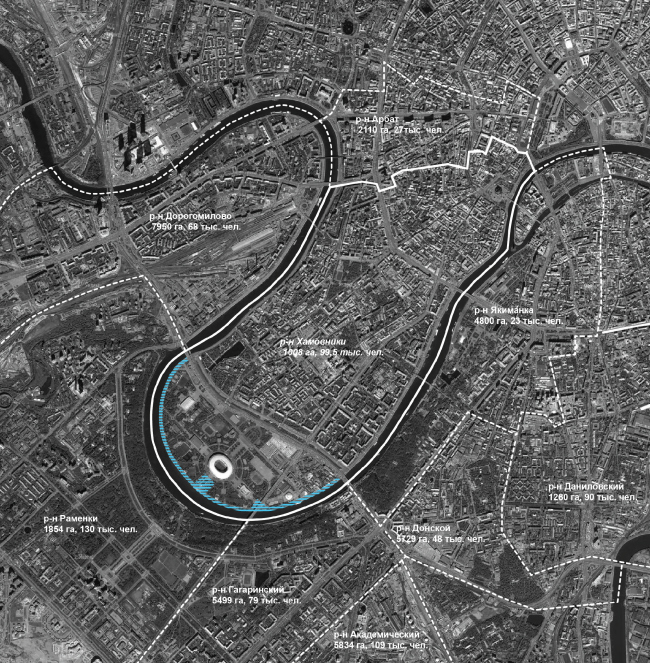 The location plan of the districts adjoining the Luzhnetskaya Embankment. Concept of developing the Luzhnetskaya Embankment  Wowhaus