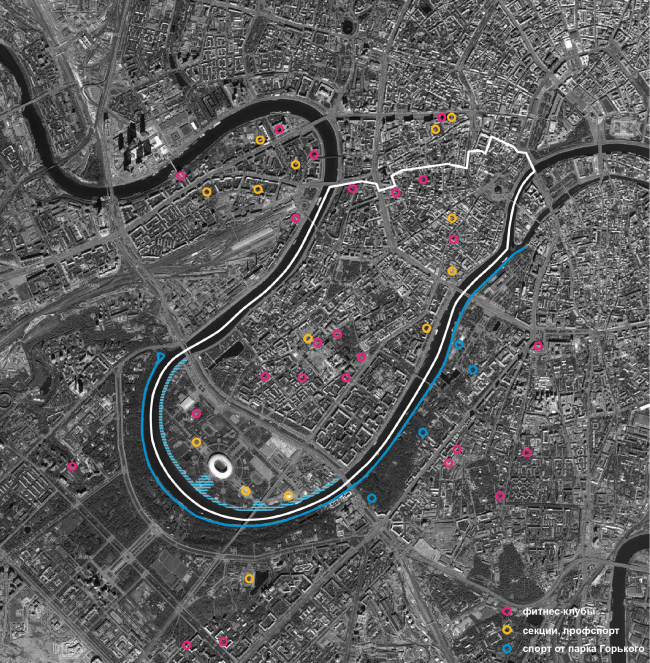 Potential of the district of Khamovniki: sport and regular recreation. Concept of developing the Luzhnetskaya Embankment  Wowhaus