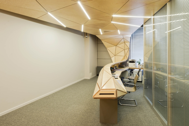 The interior design of the reception area of MGPM. � Totan Kuzembaev Architectural Studio