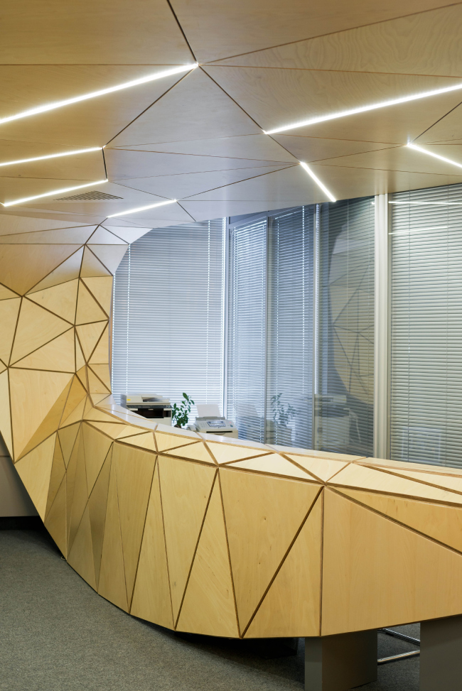 The interior design of the reception area of MGPM. � Totan Kuzembaev Architectural Studio