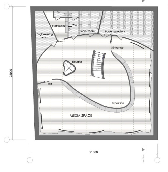 Plan of the underground floor  "Arkhitekturium"