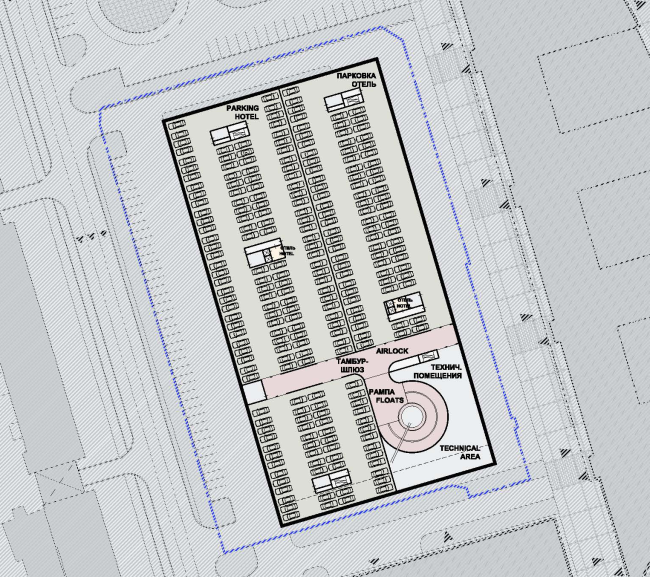 Plan of the typical floor with a parking garage  SPEECH