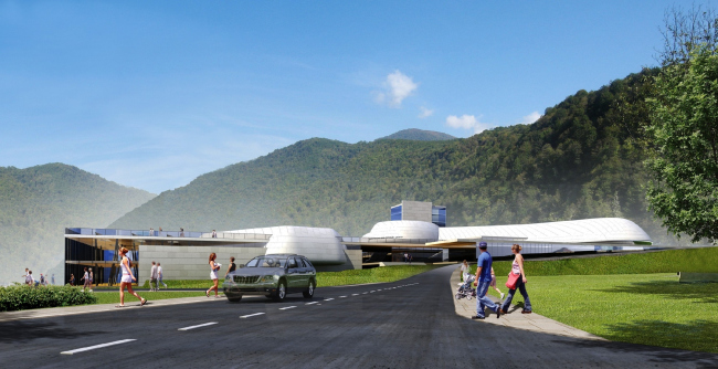 Mountain tourist center with a spa, water park, and a swimming pool, Sochi  "A.Len" Architectural Bureau