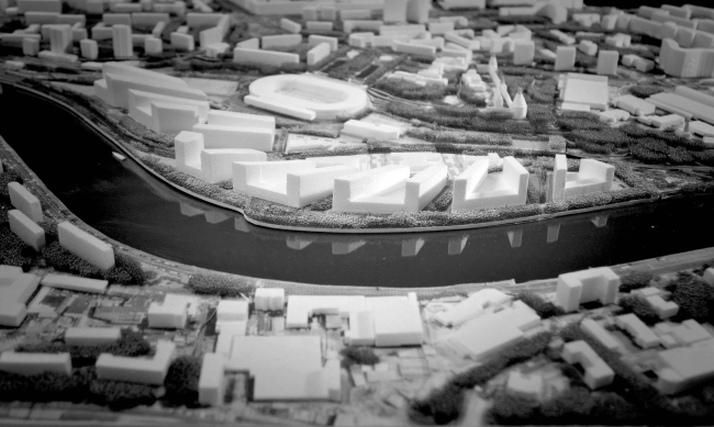 Photo fixation of the model. Top view. Concept of a multifunctional residential complex with objects of social infrastructure � Ostozhenka