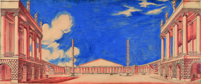 Иван Фомин. Академия наук в Москве. Перспектива, 1933-49 гг.. Предоставлено Государственным музеем архитектуры имени А.В. Щусева Иван Фомин. Академия наук в Москве. Перспектива, 1933-49 гг.. Предоставлено Государственным музеем архитектуры имени А.В. Щусева