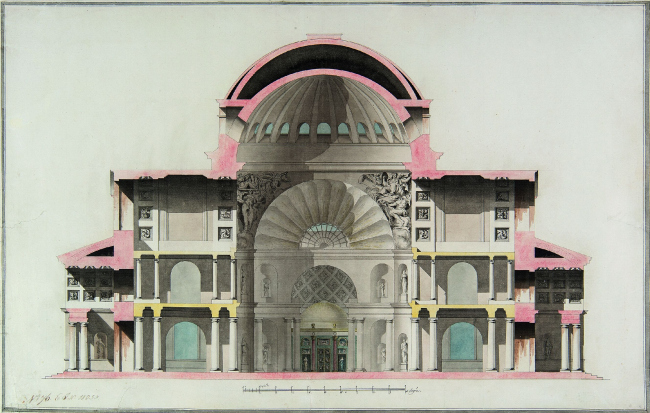 Чарльз Камерон. Разрез Софийского собора в Царском Селе, ок. 1782 г. Фото предоставлено Государственным музеем архитектуры имени А.В. Щусева Чарльз Камерон. Разрез Софийского собора в Царском Селе, ок. 1782 г. Фото предоставлено Государственным музеем архитектуры имени А.В. Щусева