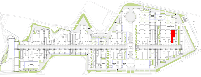 Master plan EXPO 2015, the Russian pavilion marcked in red. Image courtesy by SPEECH.