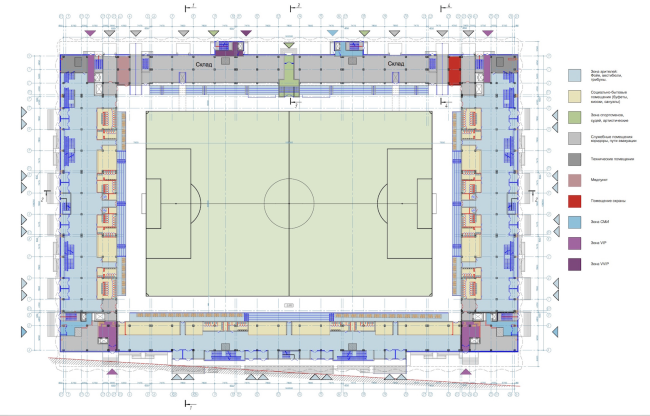 Multifunctional complex of "Spartak" football stadium. Plan of the 1st floor  GrandProjectCity