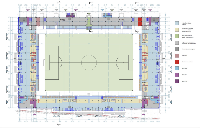 Multifunctional complex of "Spartak" football stadium. Plan of the 1st floor � GrandProjectCity