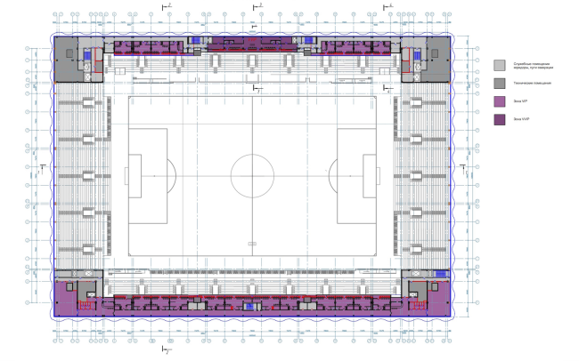 Multifunctional complex of "Spartak" football stadium. Plan of the 3rd floor  GrandProjectCity