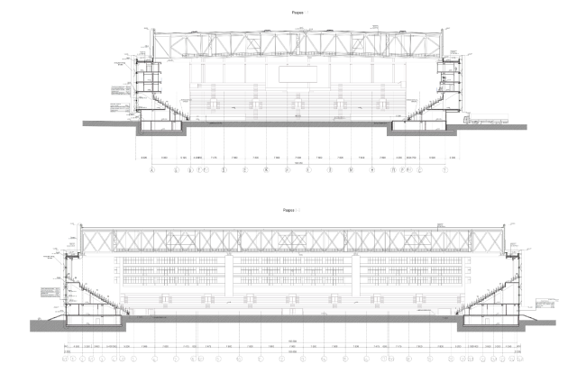 Multifunctional complex of "Spartak" football stadium. Section views  GrandProjectCity