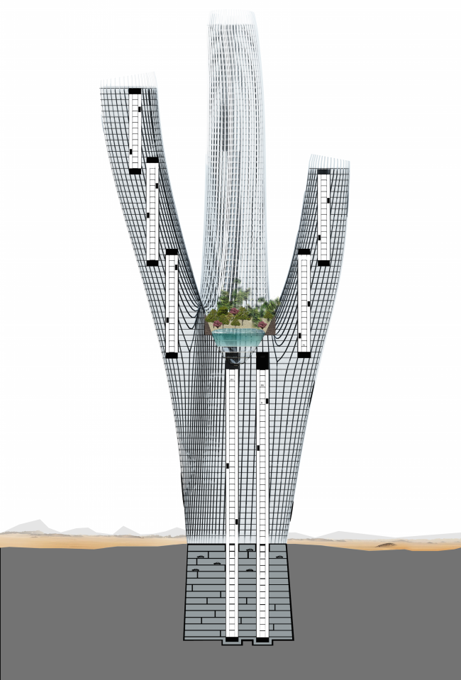 The project of Hyperion skyscraper. Section view  Panacom