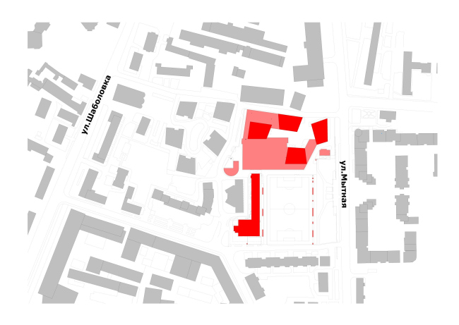 Multifunctional complex at Mytnaya Street. Location plan  Ostozhenka