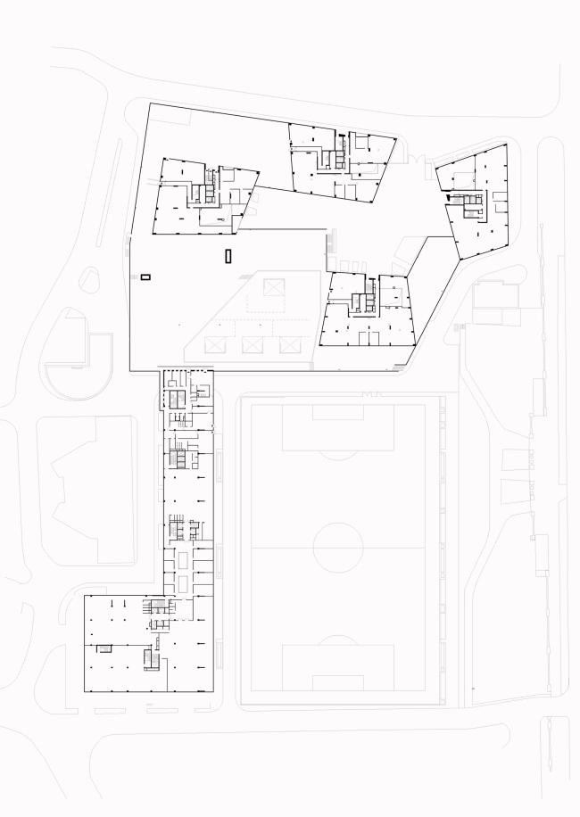 Multifunctional complex at Mytnaya Street. Plan of the first floor  Ostozhenka