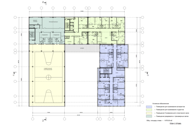Instruction and administrative building 2 in Mytischi. Version 2. Plan of the third floor  Vissarionov Studio
