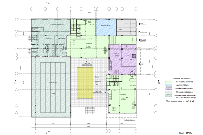 Instruction and administrative building 2 in Mytischi. Version 2. Plan of the first floor  Vissarionov Studio