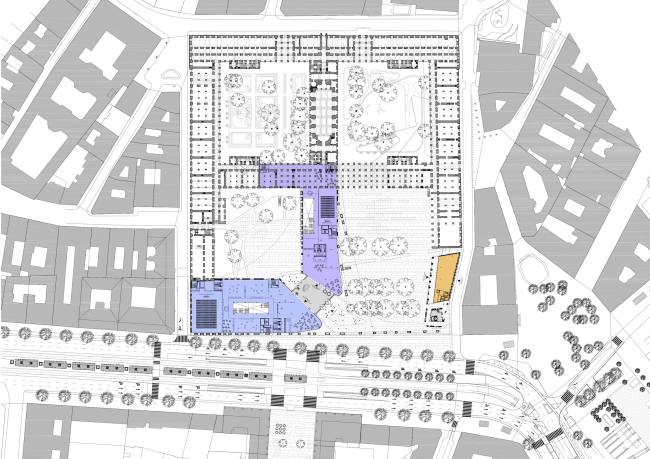 Project for New National Gallery and Ludwig Museum in Budapest. Plan of the main floor  (designed by) Erick van Egeraat