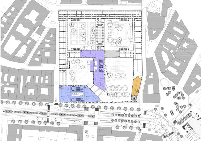 Project for New National Gallery and Ludwig Museum in Budapest. Plan of the 1st floor � (designed by) Erick van Egeraat