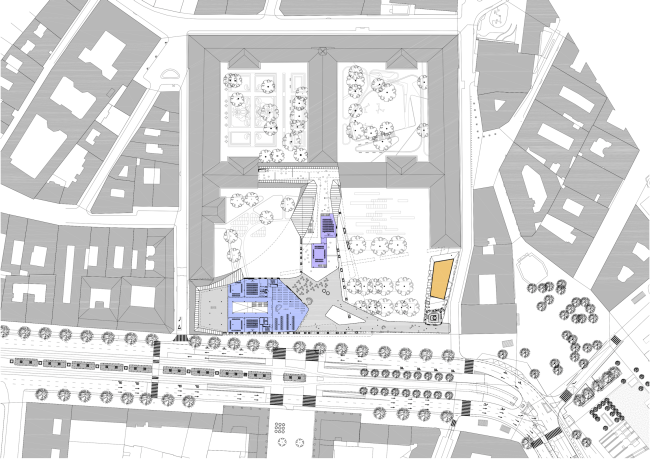 Project for New National Gallery and Ludwig Museum in Budapest. Plan of the top floor � (designed by) Erick van Egeraat
