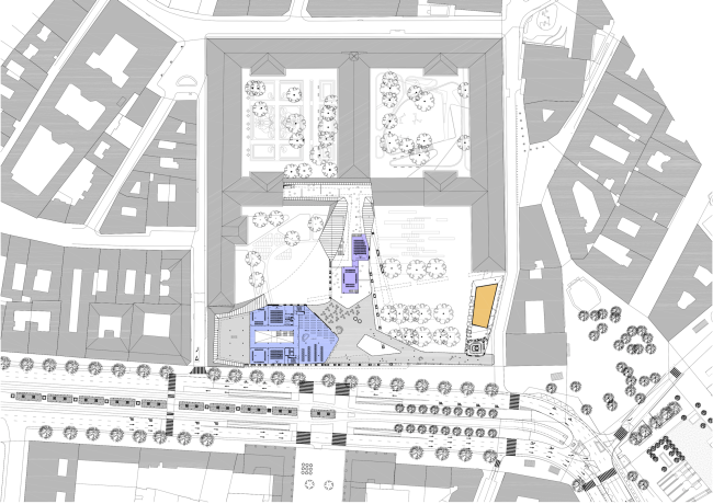 Project for New National Gallery and Ludwig Museum in Budapest. Plan of the top floor  (designed by) Erick van Egeraat