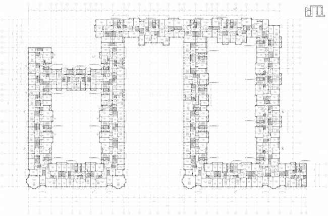 Multi-apartment building with integrated premises in Baskov Alley. Plan of the 5th floor  Eugene Gerasimov and partners