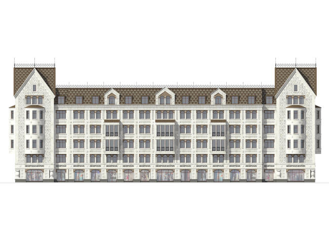 Multi-apartment building with integrated premises in Baskov Alley. Facade � Eugene Gerasimov and partners