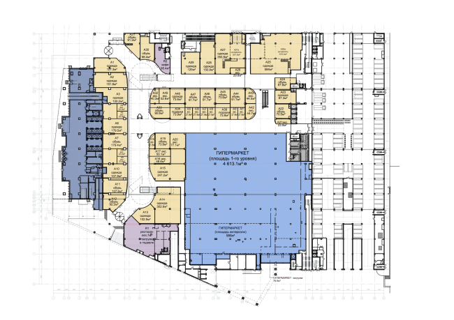 Shopping and business center "Vodny". Plan of the 1st floor  Atrium Architects