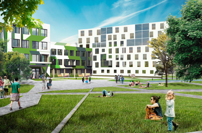 Architectural and engineering proposal on the housing project in Ilinskoe. View of the high-rise part � Vissarionov Studio